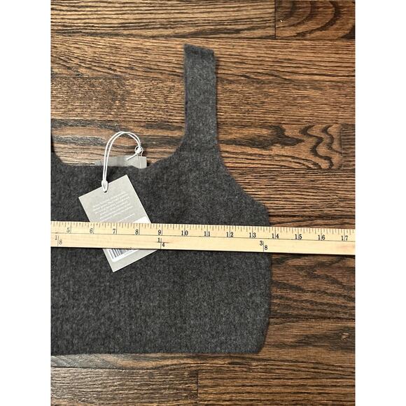 Everlane Womens M The Cozy Stretch Tank Cropped Wool Blend Fuzzy Knit Gray NWT - Picture 3 of 7